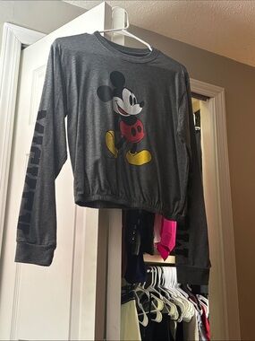 Girls' Gray Mickey Mouse Long-Sleeve Top